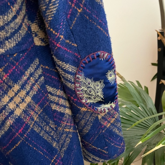 Desigual Embroidered Plaid Wool Coat - Picture 6 of 9